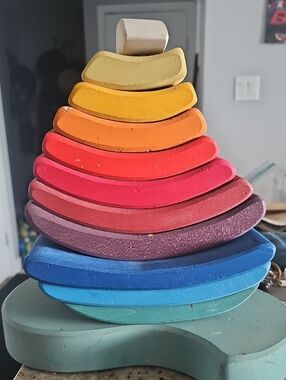 Grimms Wooden Sailboat Stacker - Multicolor